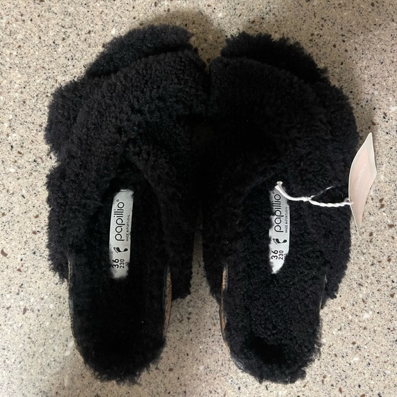 Birkenstock Papillo Daytona Shearling Slide Sandals in Black Size 36 (US5-5.5) - Picture 6 of 10